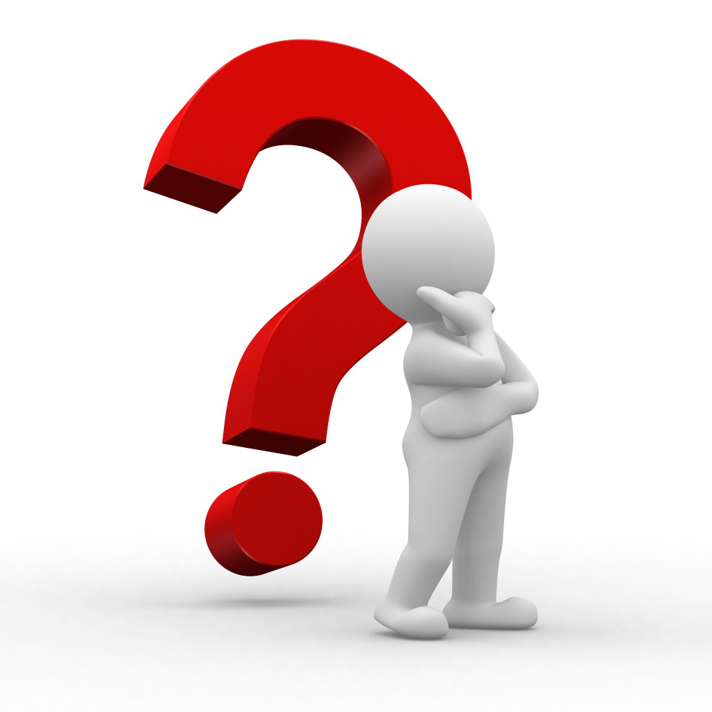 Red question mark with thinking human figure