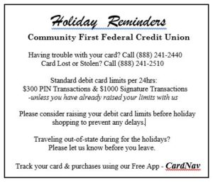 Holiday Reminders